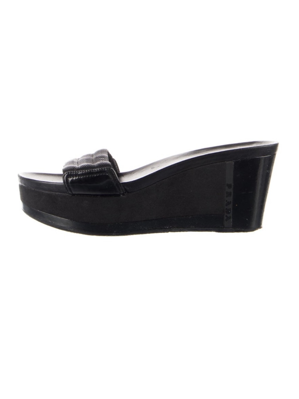 Prada Patent Leather Wedge Slippers